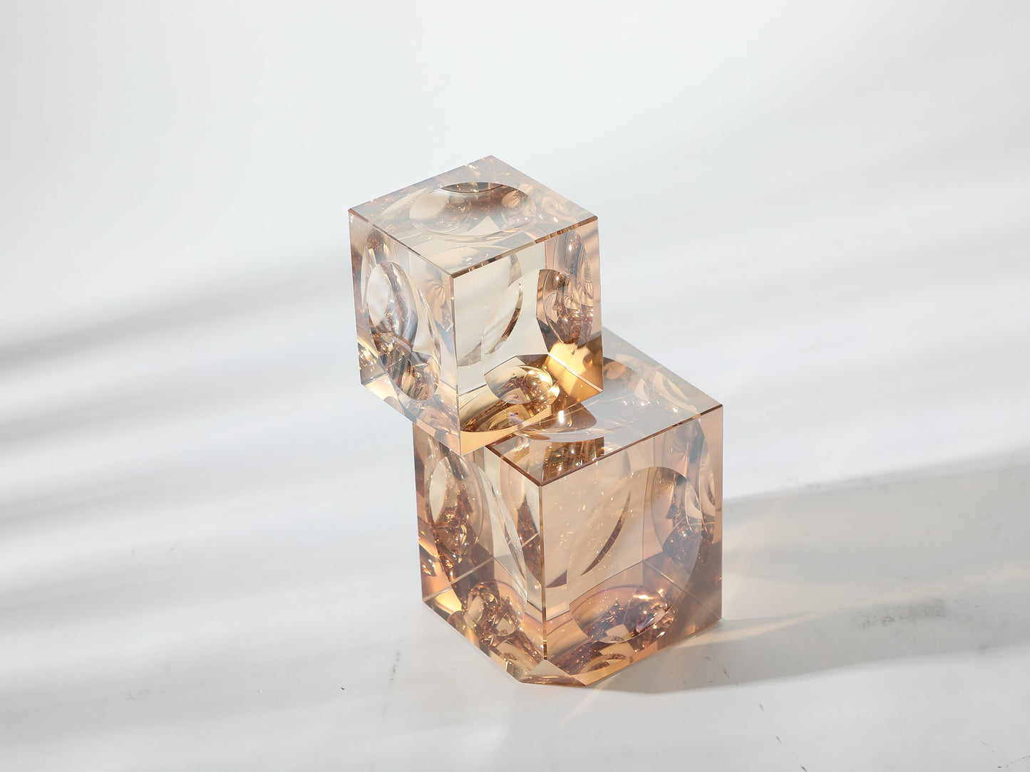 CHAMPAGNE CRYSTAL RUBIK CUBE SCULPTURE