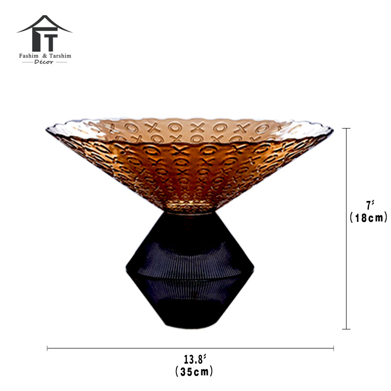 BROWN GOBLET GLASS FRUITS PLATE