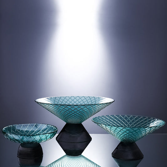 GREEN GOBLET GLASS FRUITS PLATE