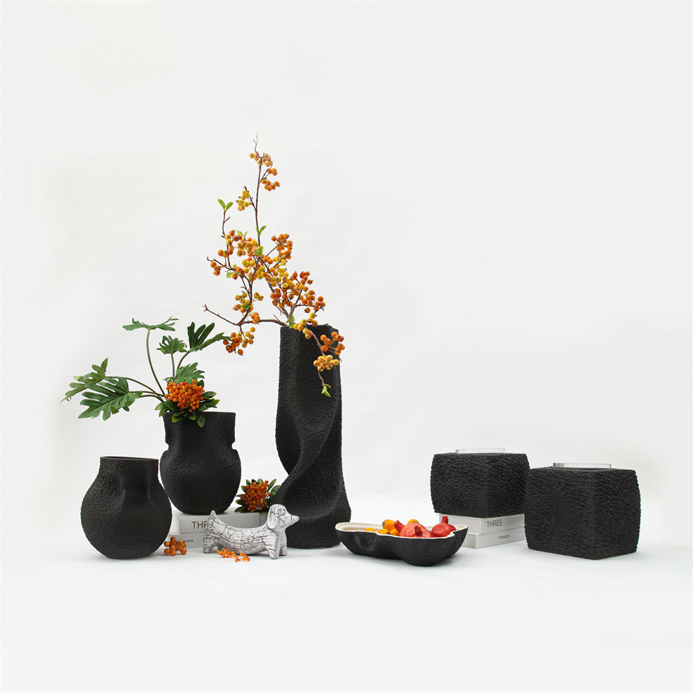 ZK CERAMIC FRUIT PLATE BLACK