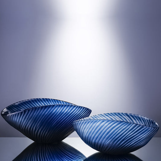 OCEAN BLUE HAND BLOWN GLASS PLATE