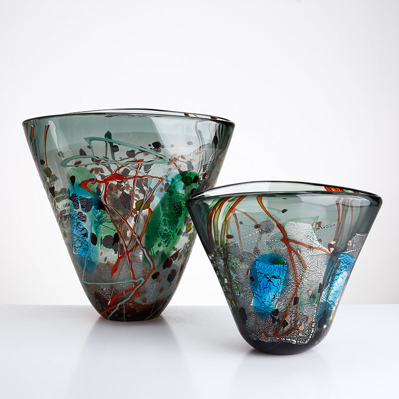COLORFUL HAND BLOWN GLASS VASE