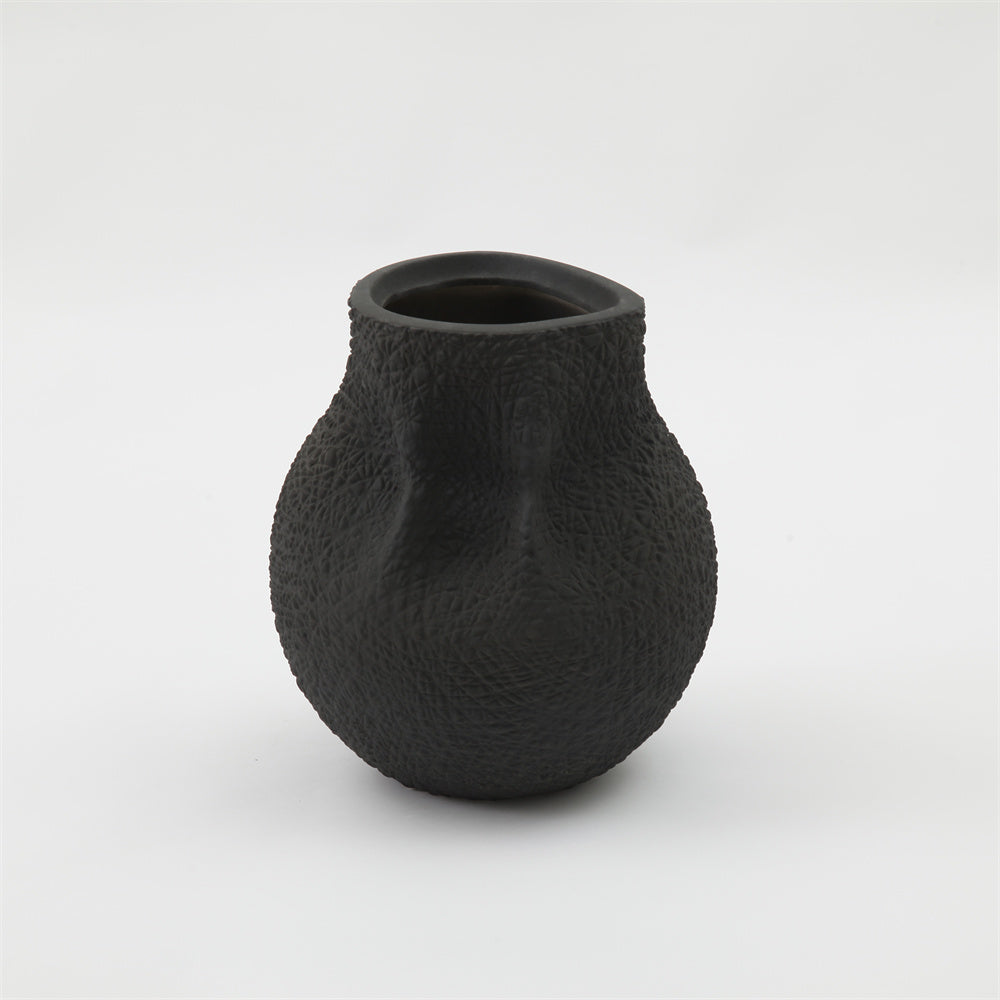 ZK CERAMIC ROUND VASE BLACK