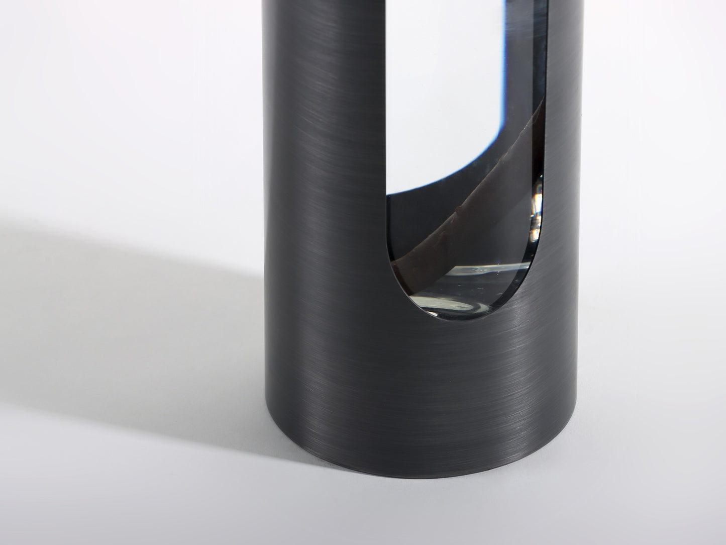 GLASS TUBE VASE IN METAL HOLDER