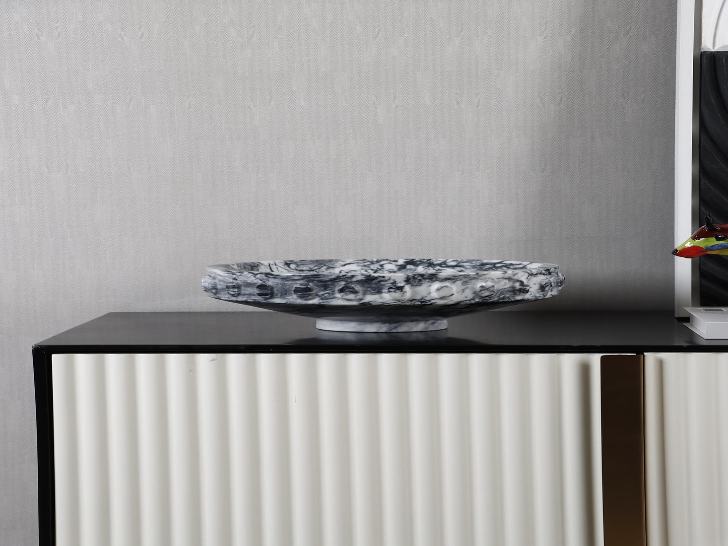 GREY SWIRL ROUND MARBLE TRAY